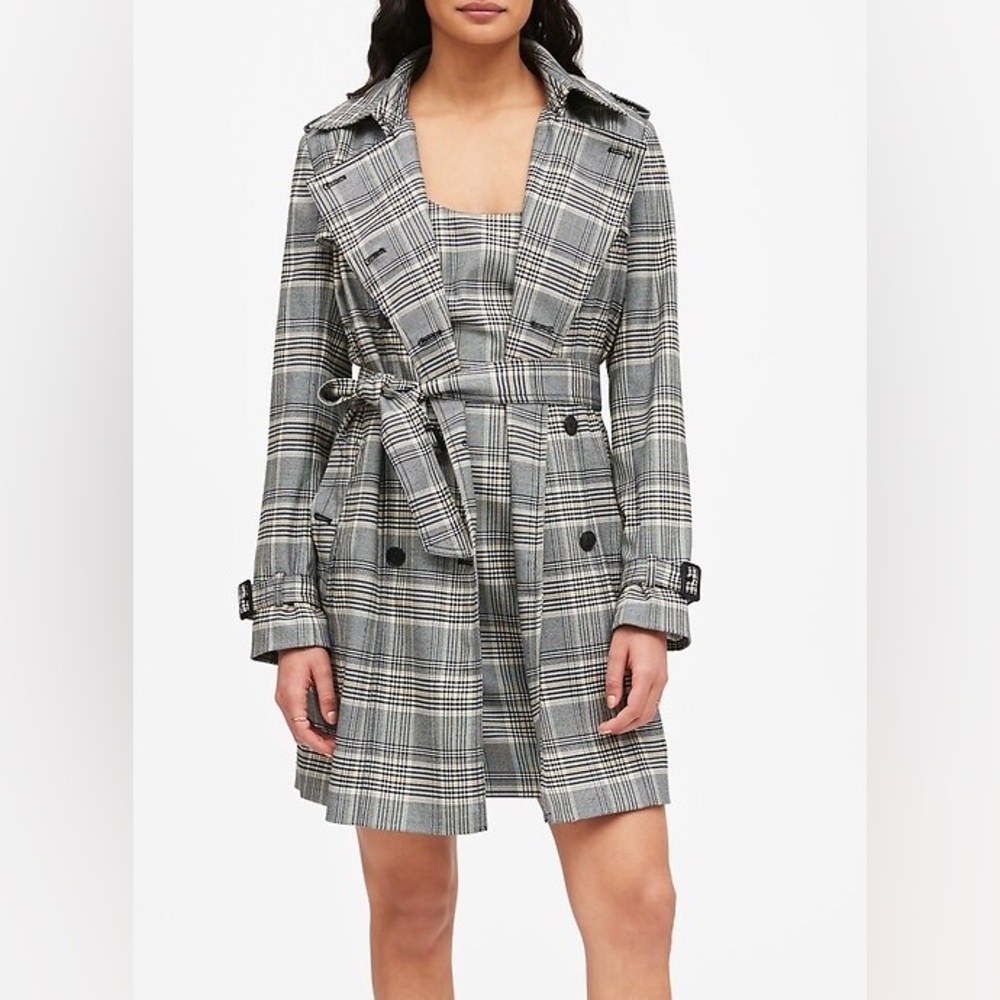 Banana Republic Plaid Classic Double-Breasted Trench Coat / SZ XS